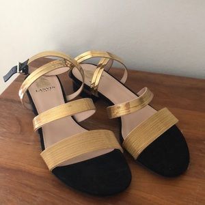 Lanvin sandals size 39 gold and black